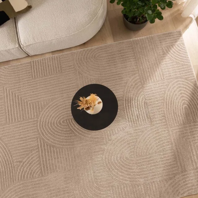 Nordic Weavers Scandinavisch vloerkleed vierkant - Contour Bend beige 100x100