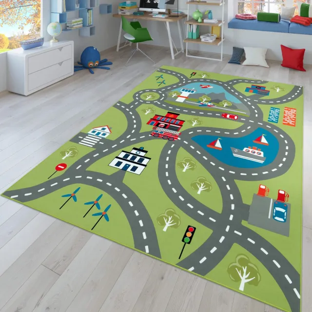 TT Home Kinderkamertapijt tapijt jongen meisje kinderkamertapijt baby antislip straat 200 x 200 cm Rechthoek 200 x 200 cm Rechthoek Groen