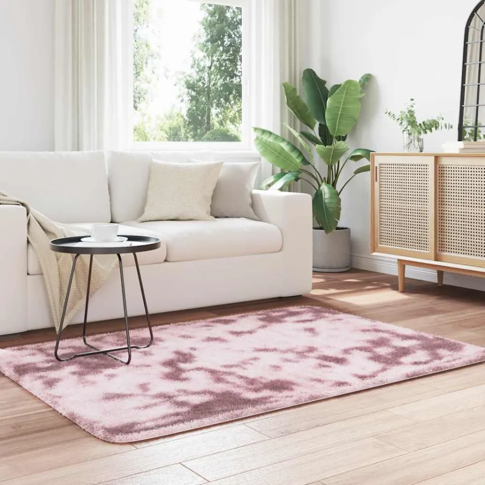 vidaXL Hoogpolig vloerkleed NAVARRA 120x170 cm polyester stoffig roze, foto 3