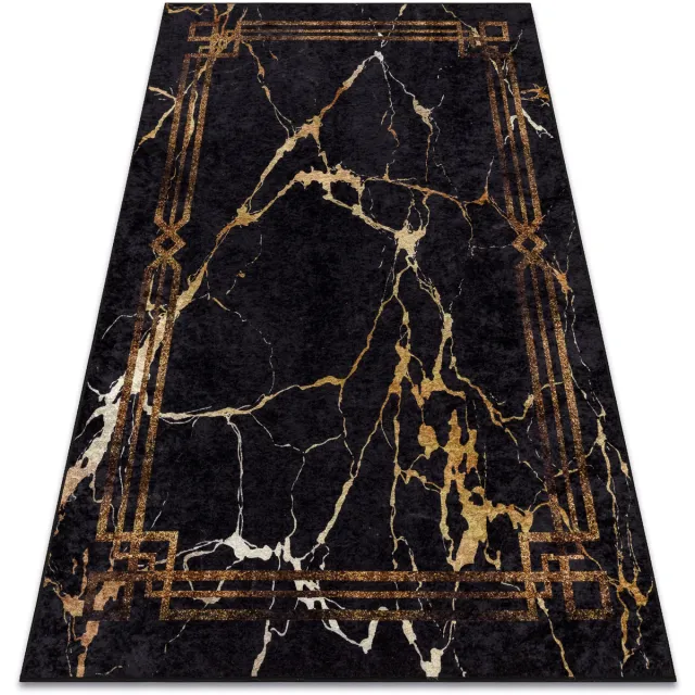 RUGSX Kleden Rugsx MIRO 51333.801 tapijt wasbaar marmer, kader antisl 80x150 cm Zwart