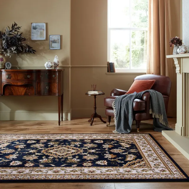 flycarpets Klassiek vloerkleed - Sandford Blauw 160 x 230 cm