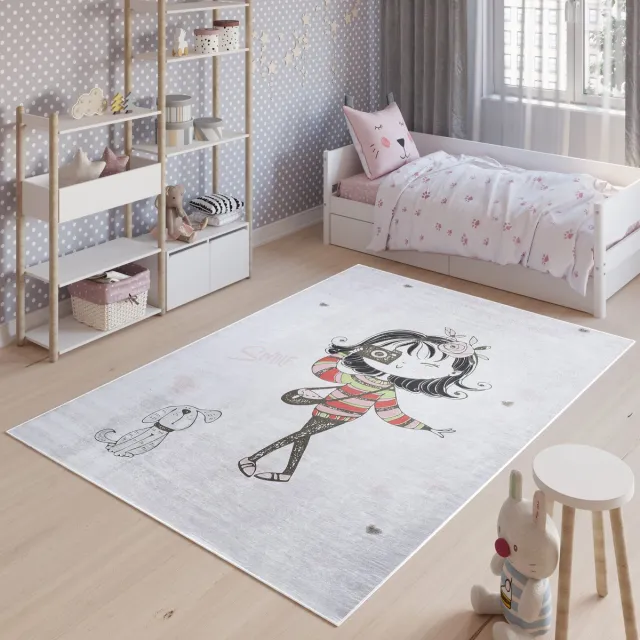 Tapiso Emma Vloerkleed Jeugdtapijt Kinderkamer Kindertapijt Tapijt Maat- 80x150 Grijs 7