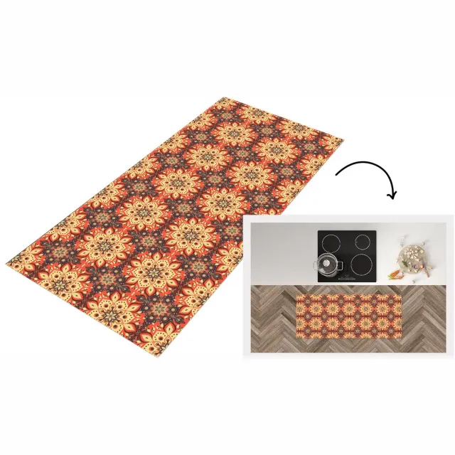 KitchenYeah Keukenloper 120x50 cm - Keukenmat vinyl Mandala - Bohemian - Design - Keukenmatten loper - Keuken vloerkleed tapijt