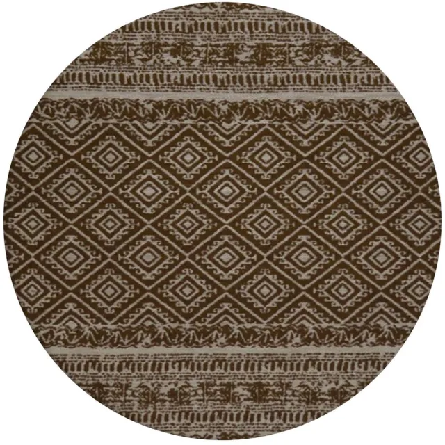 Dutch XXL Rond buitenkleed | Sunny | Ruiten | Bruin | Ø 120 cm | Buitentapijt | Tuintapijt