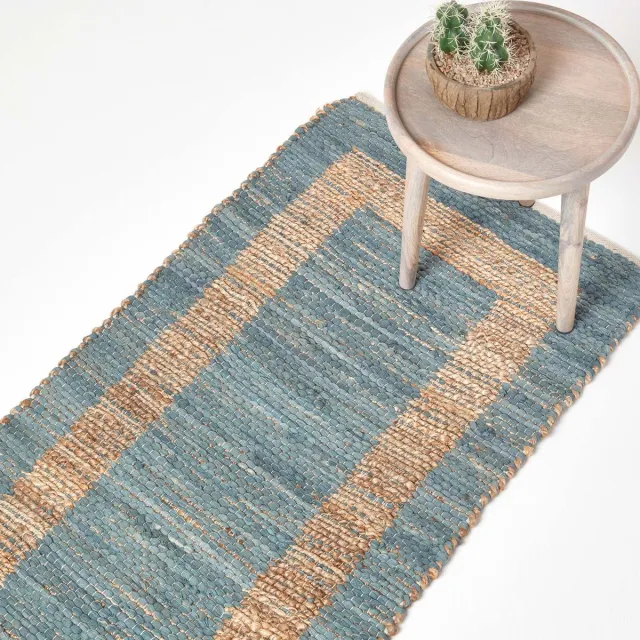 Homescapes Chindi verandakleed van hennep en katoen, grijs en beige, 66 x 200 cm Silber, Braun