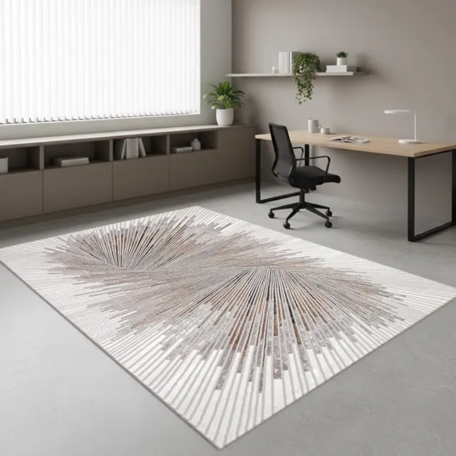 TapisTrend Designer tapijt Grijs 240x340 cm Modern vloerkleed met stralende lijnen en een abstract wervelend effect voor de woonkamer, slaapkamer en eetkamer
