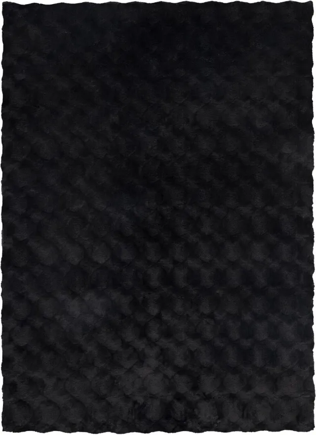 Padiro knus hoogpolig vloerkleed 160 x 230 cm - donkergrijs - modern effen structuurontwerp - voor vloerverwarming - van polyester en katoen