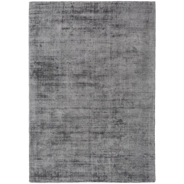 Padiro stijlvol laagpolig vloerkleed 160 x 230 cm - donkergrijs - modern effen ontwerp - voor vloerverwarming - van viscose en katoen