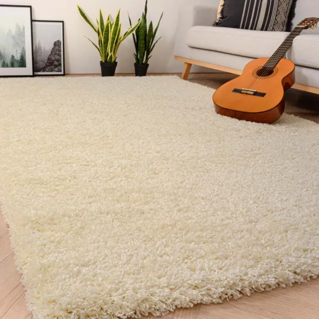 Tapeso Hoogpolig vloerkleed - Shaggy Grand crème 80x150