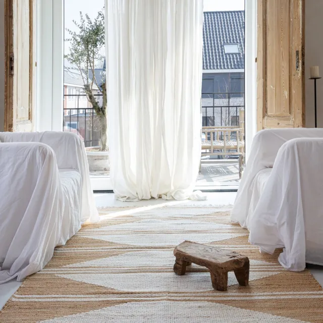 Boho&me Kelim vloerkleed - Lana naturel/wit