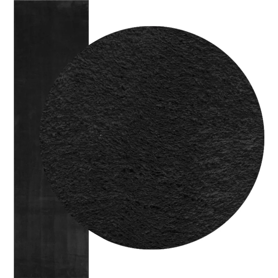vidaXL Vloerkleed HUARTE Zwart 80 x 750 cm 100% Polyester Plat