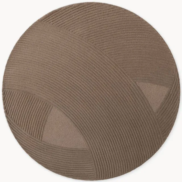 Ted Baker Rond hoogpolig wollen vloerkleed Victoria, handgetuft bruin