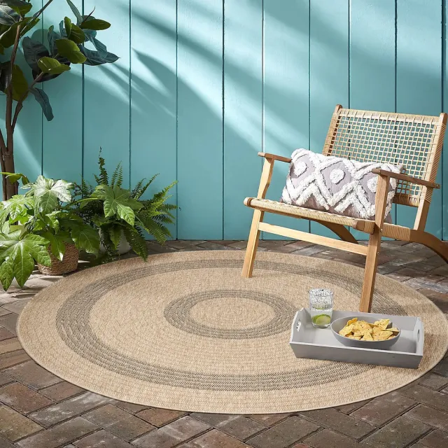 Muratap Natur Vloerkleed Berlin Rond Buitenkleed Sisal Laagpolig Indoor en Outdoor Beige