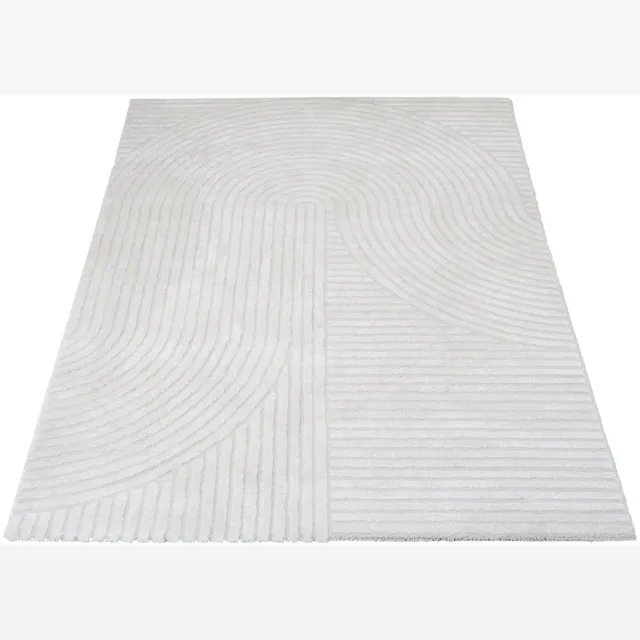 Veer Carpets Vloerkleed Ella Cream 280 x 380 cm - Design Hoog-Laag Vloerkleed met Lijnenpatroon in Scandinavische / Japandi Stijl Crème