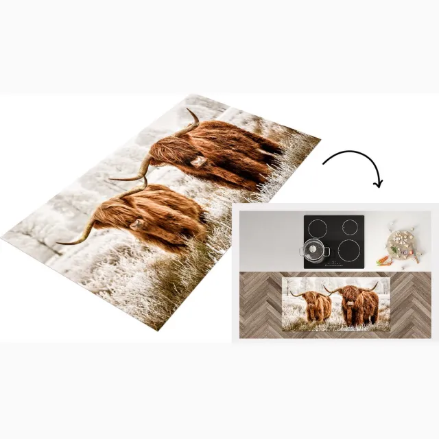 KitchenYeah Keukenloper - Loper keuken - Schotse hooglander - Dieren - Koe - Keukenloper vinyl Multicolor
