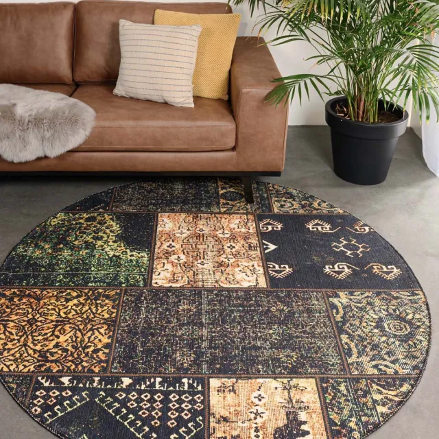 Heritaged Patchwork vloerkleed rond - Fade No.1 olijfgroen 190