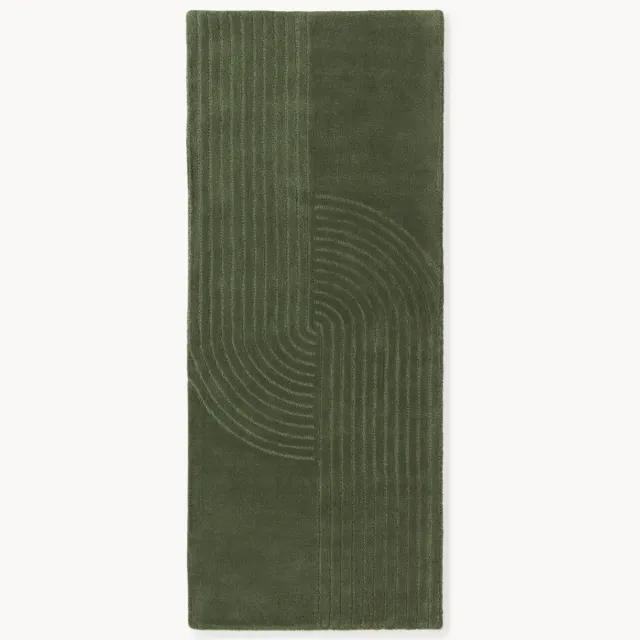 Westwing Collection Handgetuft wollen loper Mason Groen