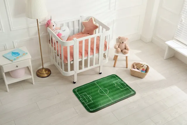 Coloray Vloerkleed voor Kinderkamer - Groente Slaapkamer Tapijt - Voetbalveld Grasmat Vloerkleed Voor Slaapkamer - Wit Accenten Tapijt - Polyester Klein Vloerkleed - 90x60 cm Groente - Voetbalveld Grasmat