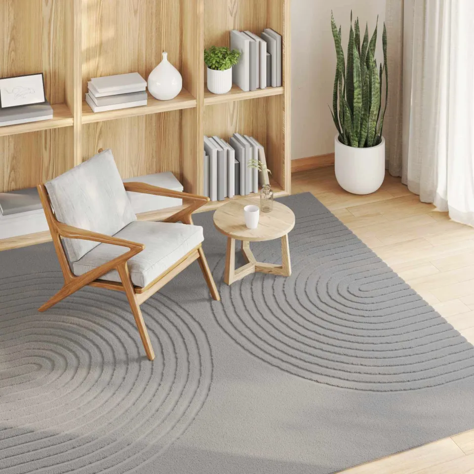 vidaXL Binnen kleed GALATI Grijs 120 x 120 cm Polyester, foto 3