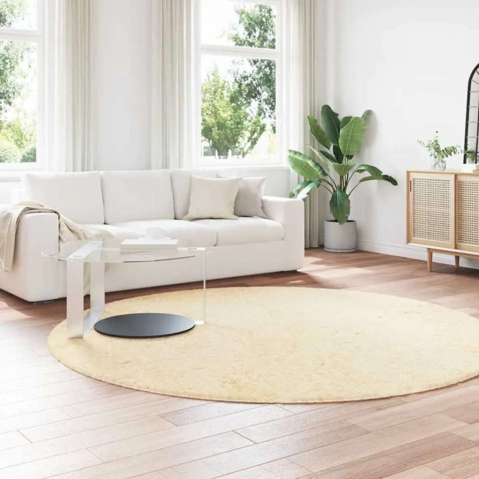 vidaXL Hoogpolig vloerkleed NAVARRA 240x240 cm polyester crèmekleurig, foto 3
