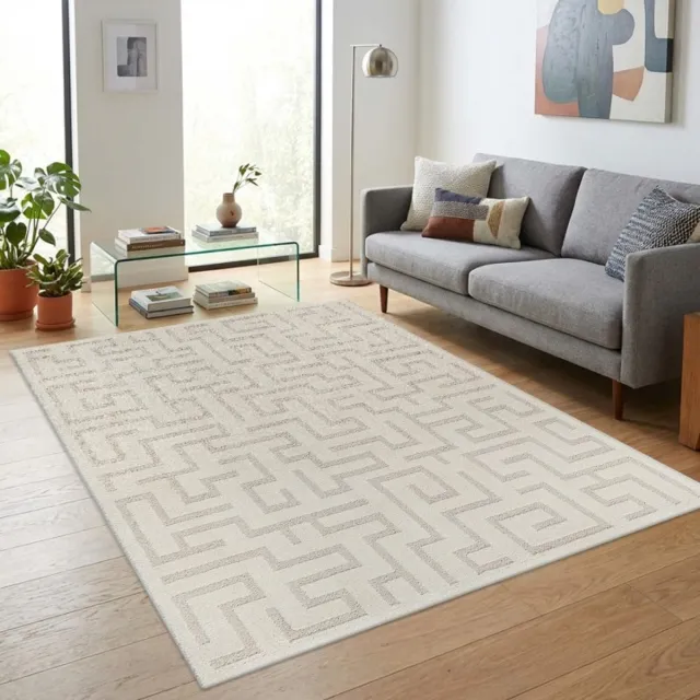 TapisTrend Designer tapijt Crème 80x150 cm Modern vloerkleed met een reliëfpatroon van geometrische vormen, geschikt voor de woonkamer, slaapkamer en eetkamer Beige