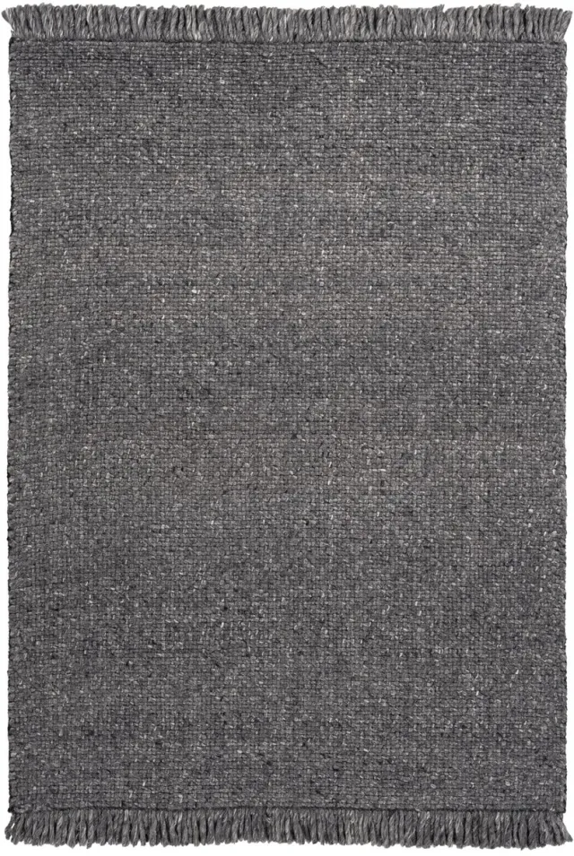 Padiro stijlvol laagpolig vloerkleed 120 x 170 cm - donkergrijs - modern effen ontwerp - voor vloerverwarming - van wol, viscose en katoen