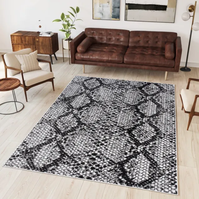 Tapiso Dream Vloerkleed Grijs Modern Dierenprint Krokodil Woonkamer Tapijt Grijs Donker 3