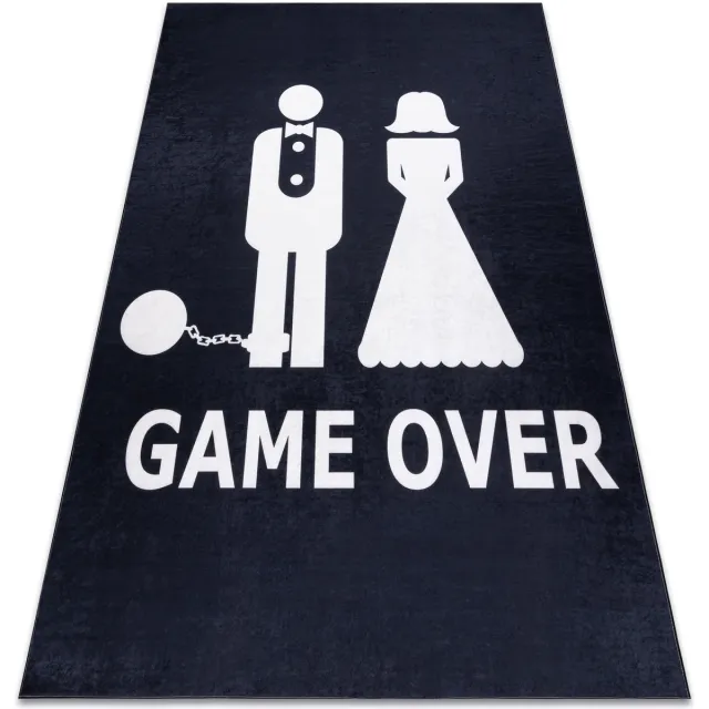 RUGSX Kleden Rugsx Wasbaar vloerkleed BAMBINO 2104 'Game over' bruilo 120x170 cm Zwart