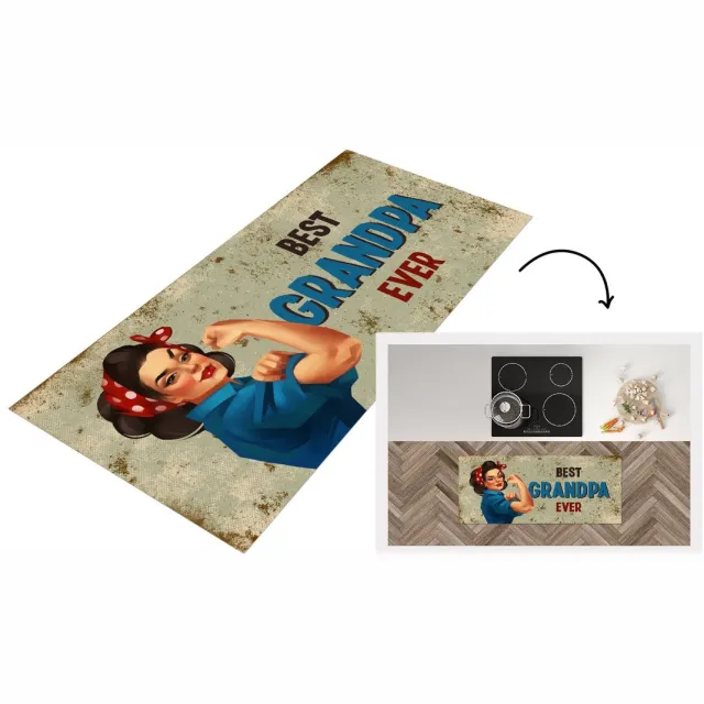 KitchenYeah Keukenloper - Loper keuken - Vaderdag - Opa cadeau - Quote - Best grandpa ever - Spreuken - Keukenloper vinyl Multicolor