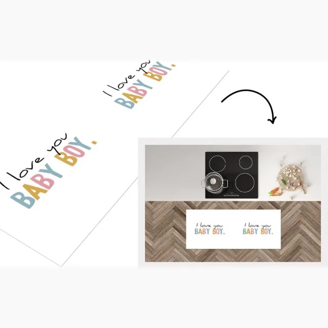 KitchenYeah Keukenloper - Loper keuken - Quotes - Regenboog - Jongen - I Love You Baby Boy - Zoon - Spreuken - 120x50 cm - Keukenloper vinyl Multicolor