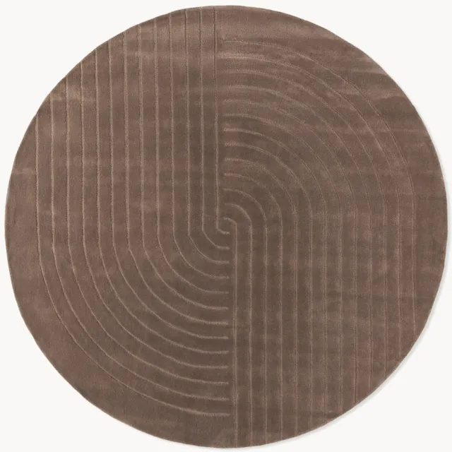 Westwing Collection Rond handgetuft wollen vloerkleed Mason Bruin