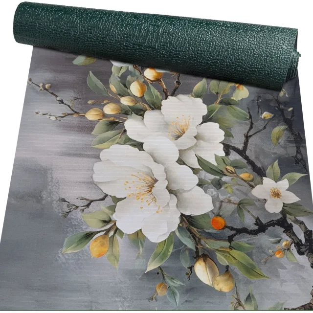 ANRO Keukenloper Sara Orchideeën Grijs 220x52cm – Antislip Gangloper Tapijtloper 3 mm Laagpolig