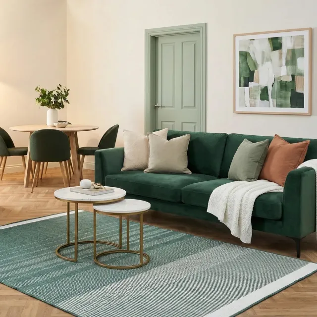 flycarpets Omkeerbaar Terrazo Fade Buitenkleed Groen / Creme - 200x290 cm - Vloerkleed Buiten - Laagpolig Tuinkleed, Tuintapijt, Buitentapijt