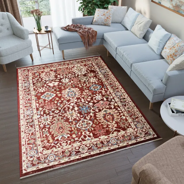 Tapiso Rivoli Vloerkleed Rood Laagpolig Oriental Tapijt Maat- 140x200 Rood 8
