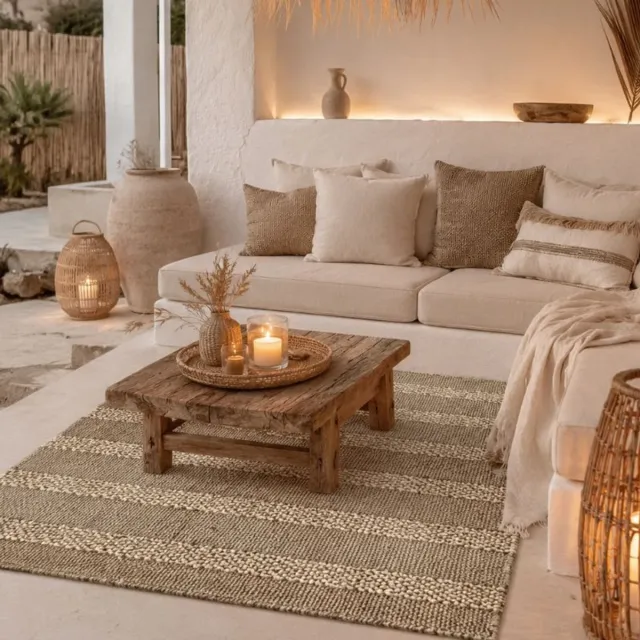 4shine Zeegras & palm vloerkleed 120x170 cm - rechthoekig vloerkleed - 4shine Naturel
