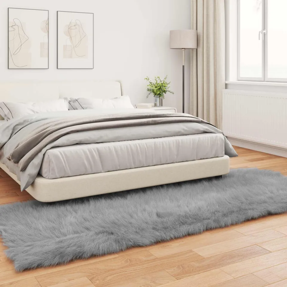 vidaXL Tapijt van imitatie TAFALLA Grijs 80 x 250 cm Polyester, foto 3