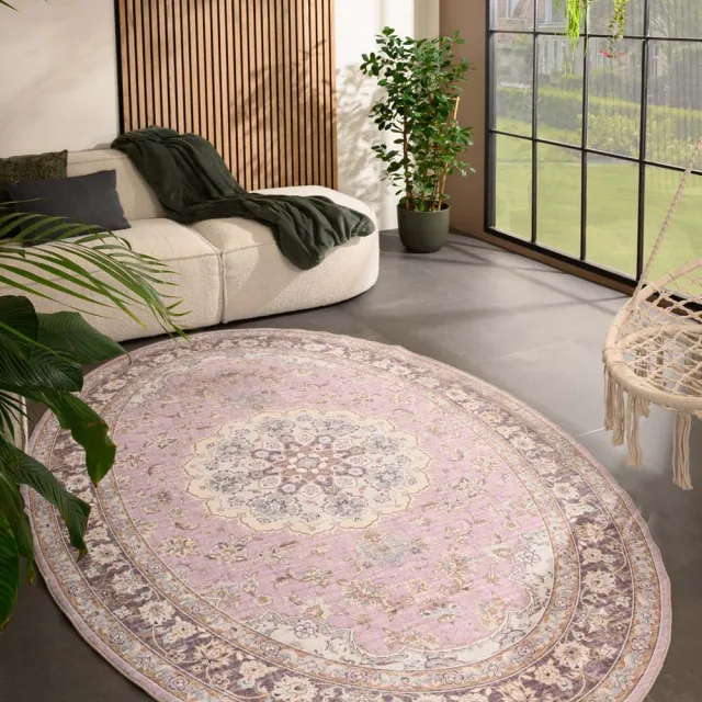 Heritaged Vintage buitenkleed ovaal - Valenca Nova paars/roze 200x290