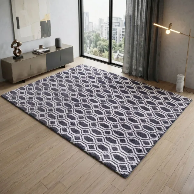 Floordirekt Vloerkleed Casablanca - Modern Woonkamer Tapijt - Soft - Zwart & Wit Zwart/Wit