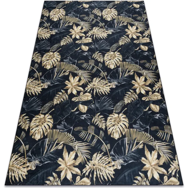 RUGSX Kleden Rugsx ANDRE 1311 tapijt wasbaar Monstera vertrekt antisl 80x150 cm Zwart