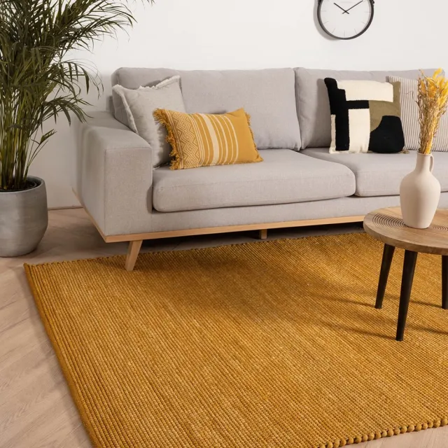Nordic Weavers Wollen vloerkleed - Lett okergeel 300x400