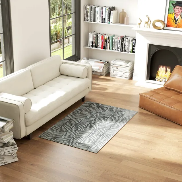 TEKROA Wasbaar Vloerkleed - Slaapkamer Tapijt 80x150 cm - Allergievriendelijk - Voor Woonkamer & Slaapkamer -kantoor-Donkergrijs