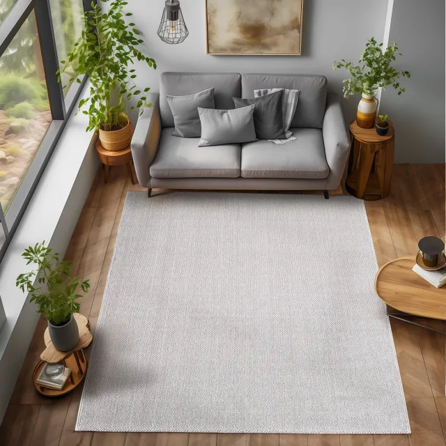 flycarpets Laagpolig vloerkleed - Gevlochten - Handgeweven Look - Zilver 80x250 cm