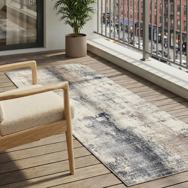 Fraai Wasbare loper - Domingo Grunge Taupe/Creme - 80x180cm Crème