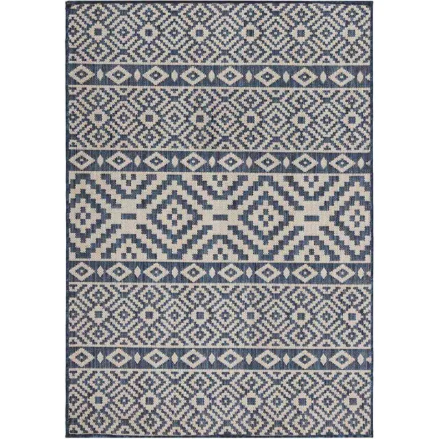 vidaXL Buitenkleed met patroon platgeweven 120x170 cm blauw