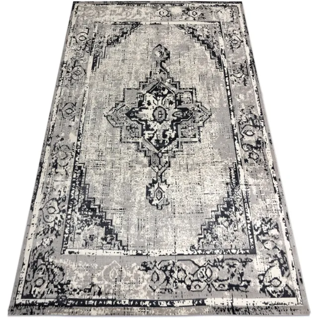 RUGSX Kleden Rugsx Tapijt Vintage Kader rosette gewreven 22235556 gr Grijs
