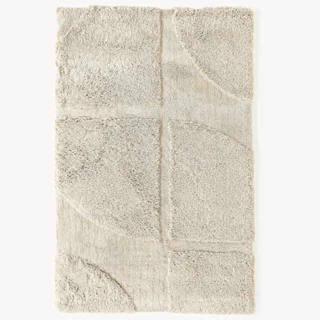Westwing Collection Pluizig hoogpolig vloerkleed Jade met een verhoogde hoog-laag structuur Beige