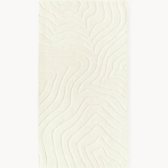 Westwing Collection Hoog-laag wollen vloerkleed Aaron, handgetuft Wit