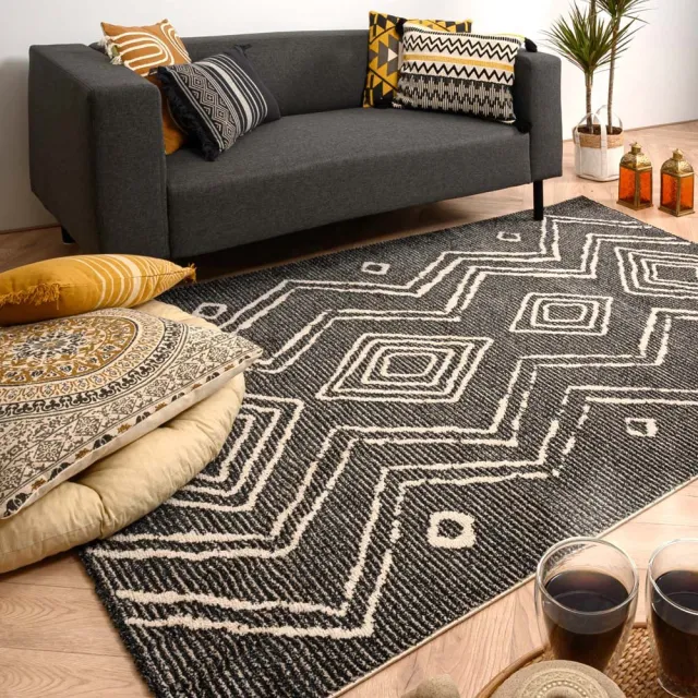 Boho&me Berber vloerkleed - Beni Ouarain Bahij antraciet/crème 80x150