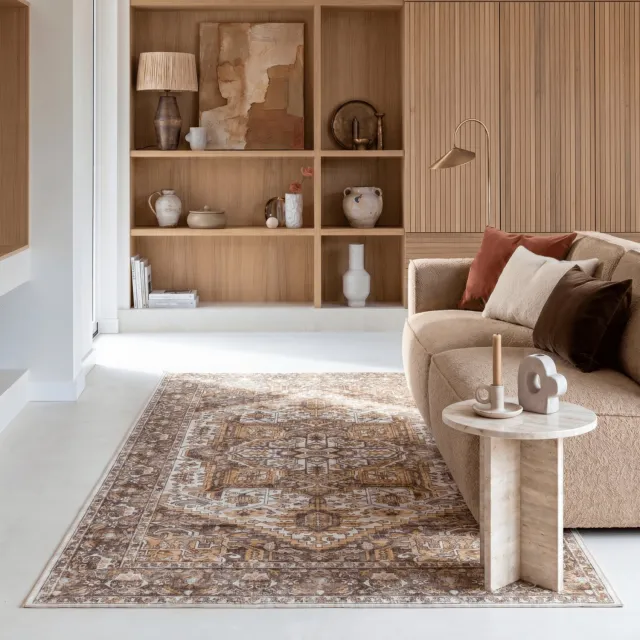 Interieur 05 Vintage vloerkleed Evora Donkerbruin - 200 x 290 cm - (L) bruin