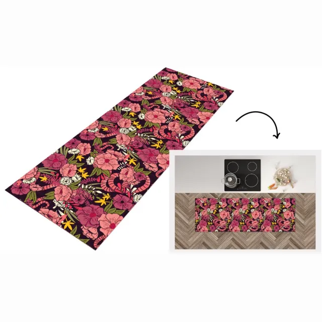 KitchenYeah Keukenloper - Loper keuken - Jungle - Bloemen - Patronen - Keukenloper vinyl Multicolor